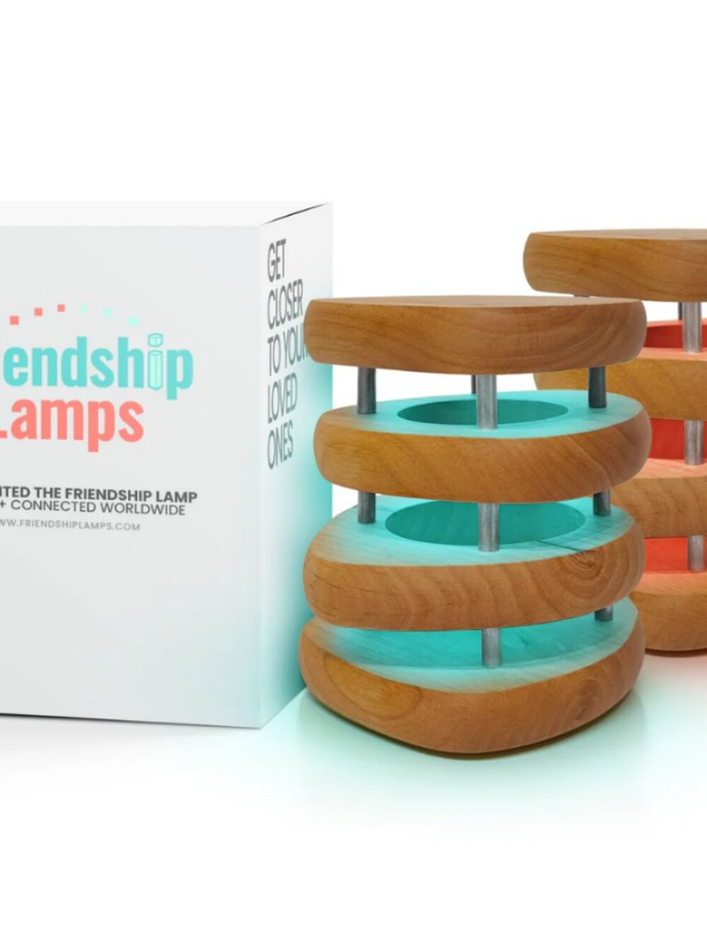 Pair of Friendship Lamps by Filimin Mid-Century Knotty Alder Wood Design one NWT